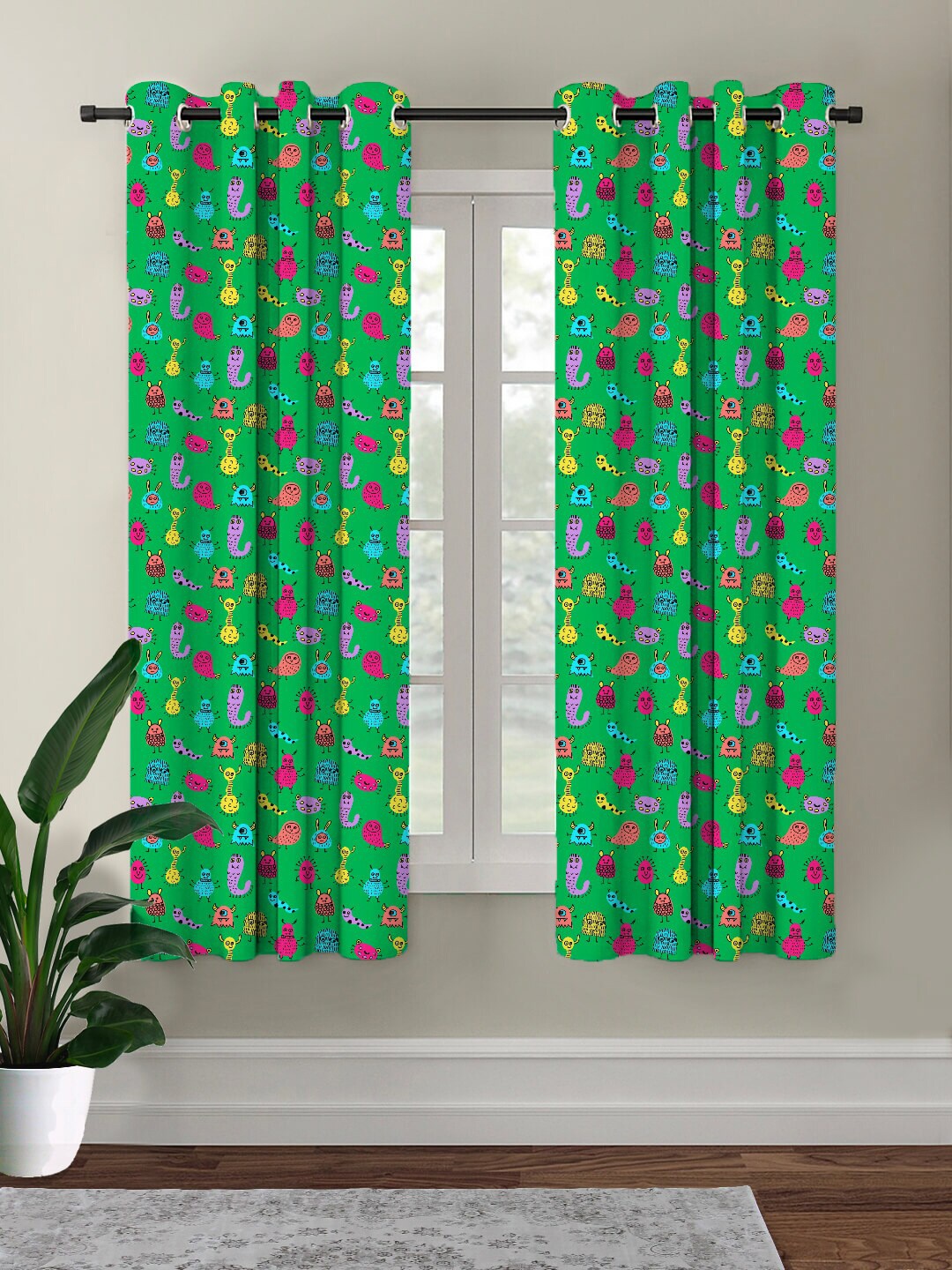 

HOUZZCODE Green Black Out Window Curtain