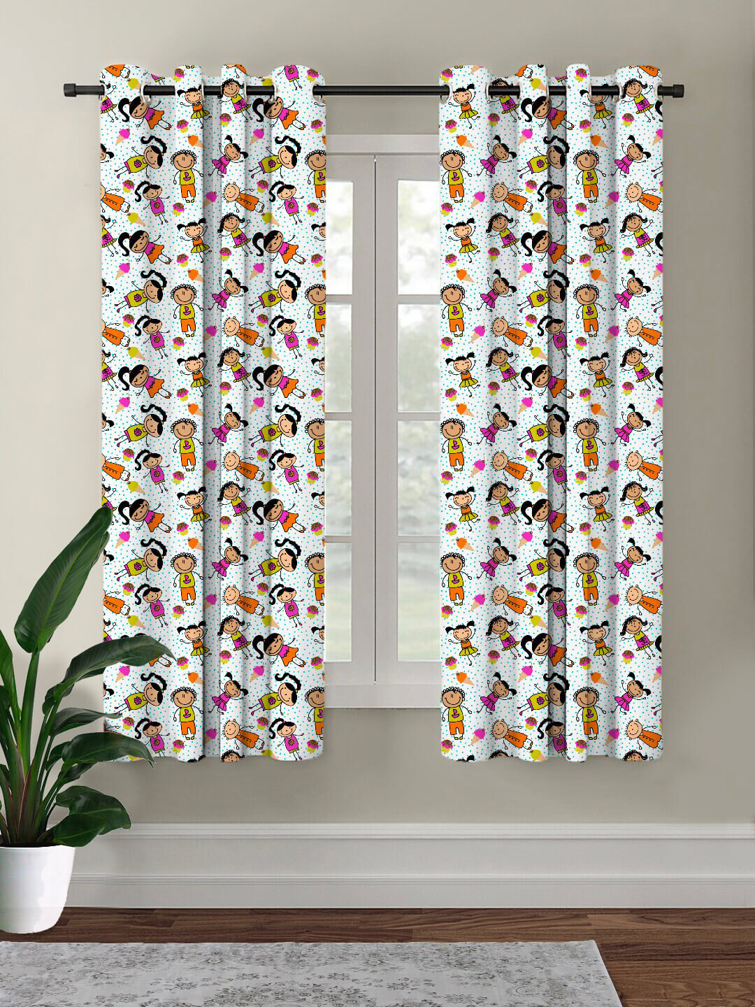 

HOUZZCODE Multi Color Printed Blackout Window Curtain