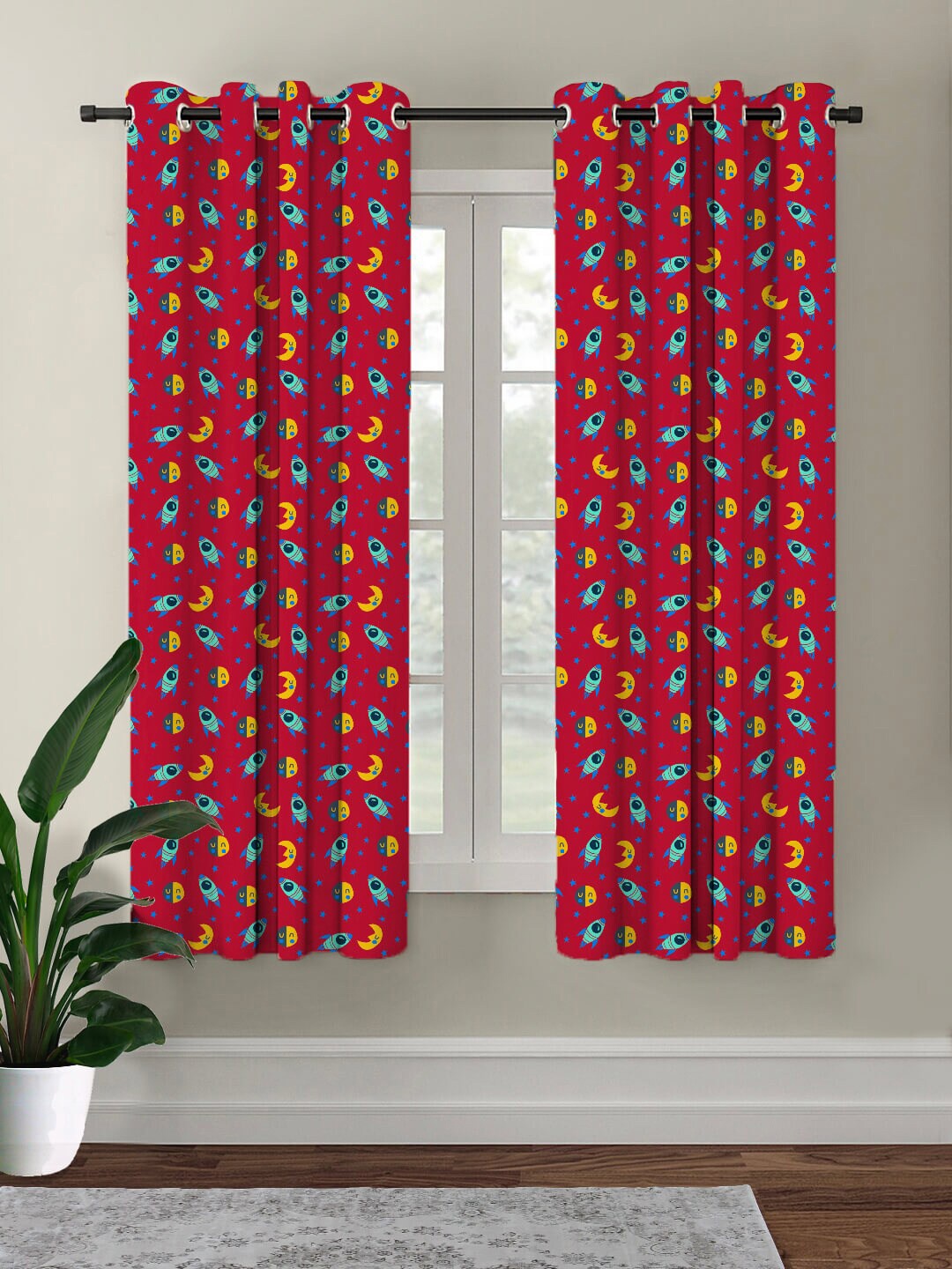 

HOUZZCODE Red Black Out Window Curtain