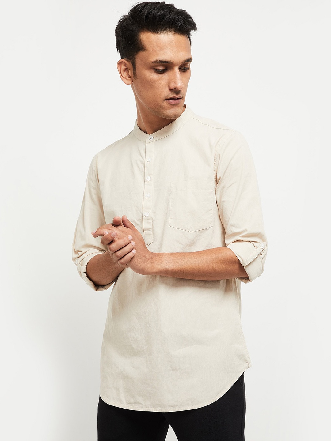 

max Men Beige Kurta
