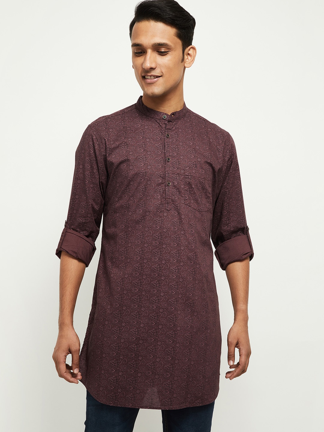 

max Men Maroon Ethnic Motifs Pure Cotton Kurta