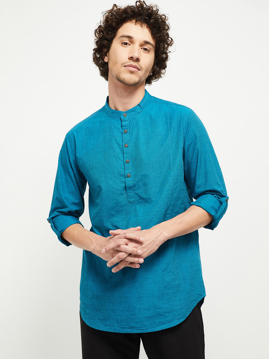 

max Men Teal Thread Work Kurta