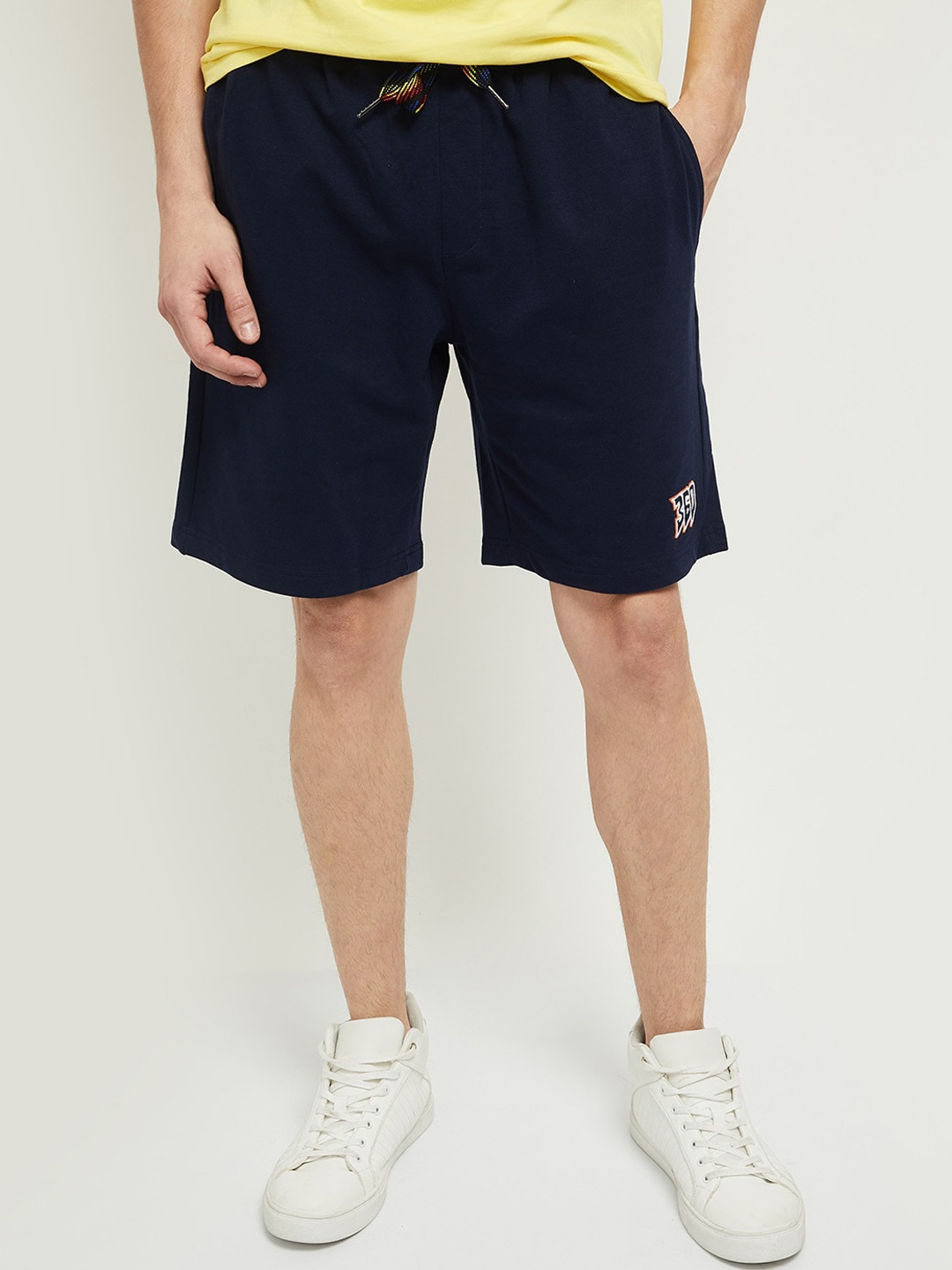 

max Men Navy Blue Pure Cotton Shorts