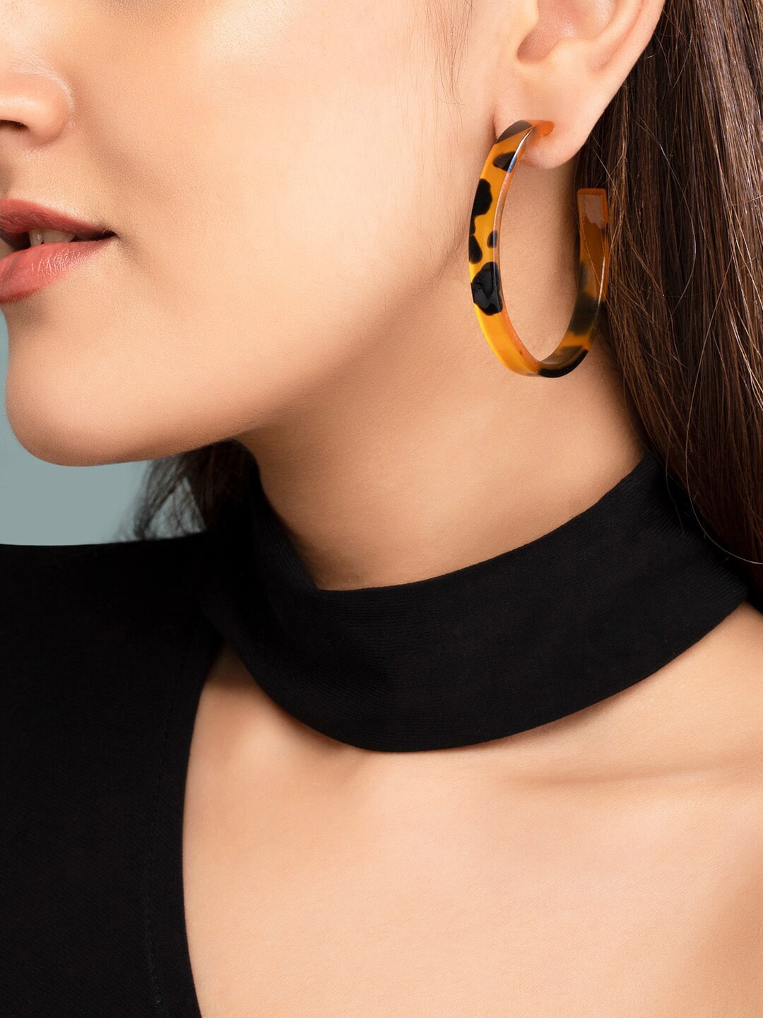 

TOKYO TALKIES X rubans FASHION ACCESSORIES Set of 6 Gold & Brown Hoop & Stud Earrings