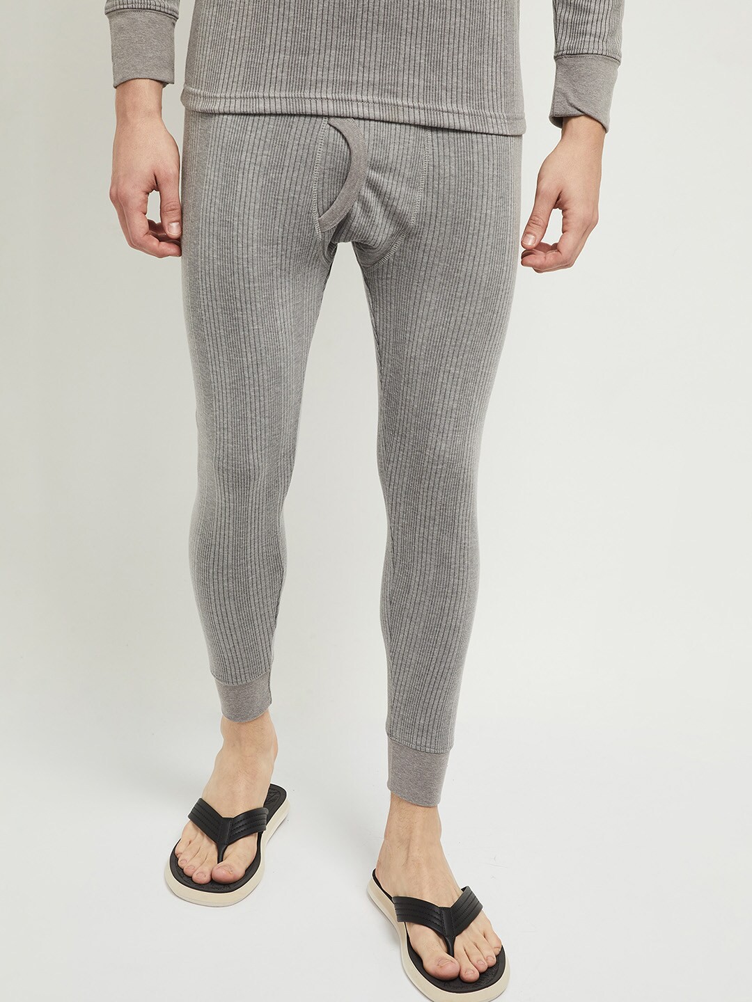 

max Men Grey Melange Solid Lounge Pants