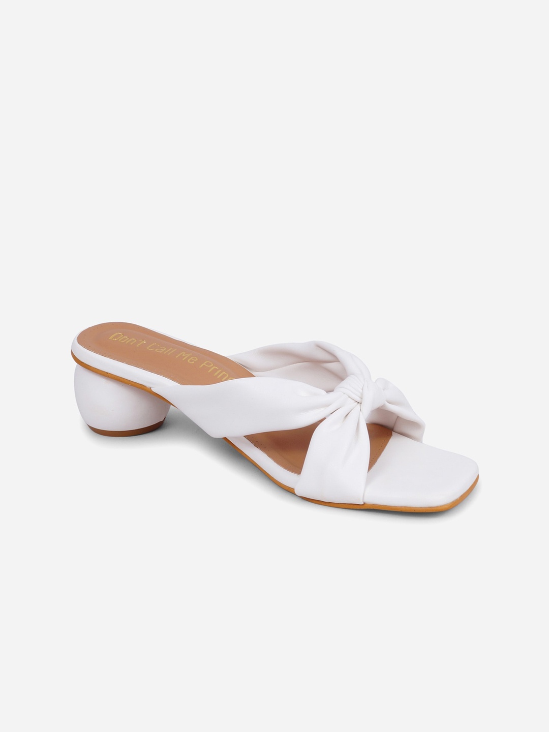 

Don't Call Me Princess White Embellished Block Sandals with Bows