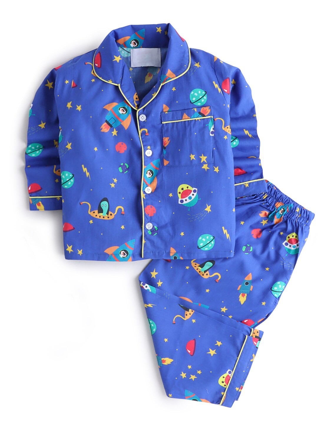 

Hopscotch Boys Blue Printed Night suit