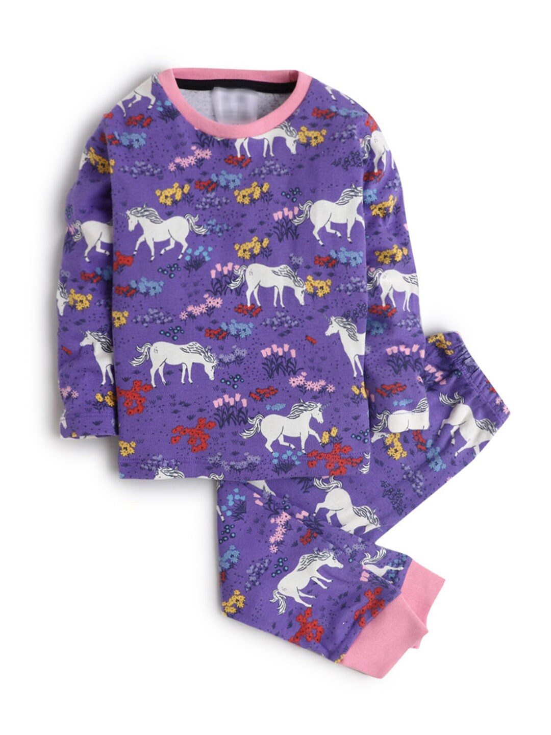 

Hopscotch Girls Violet Printed Night suit
