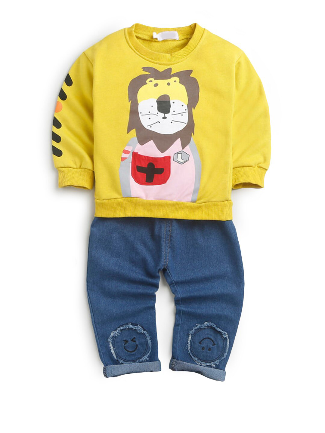 

Hopscotch Boys Yellow & Blue Printed Top with Trousers