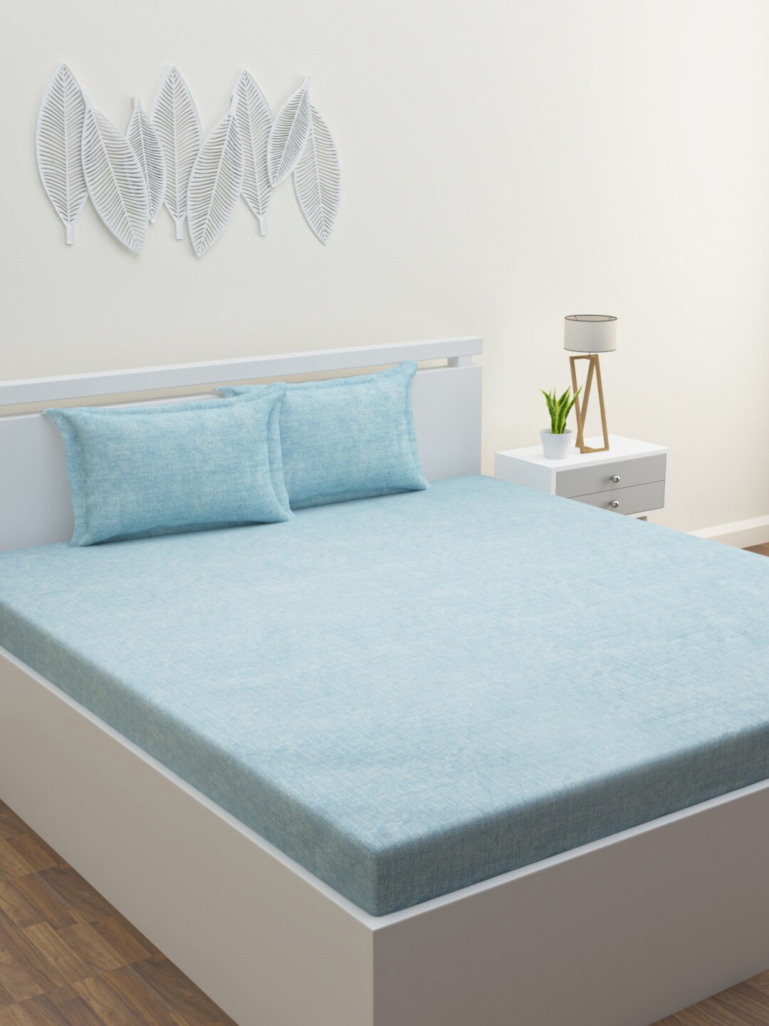 

HAPPY HUES Blue Abstract Printed 180 TC King Bedsheet with 2 Pillow Covers