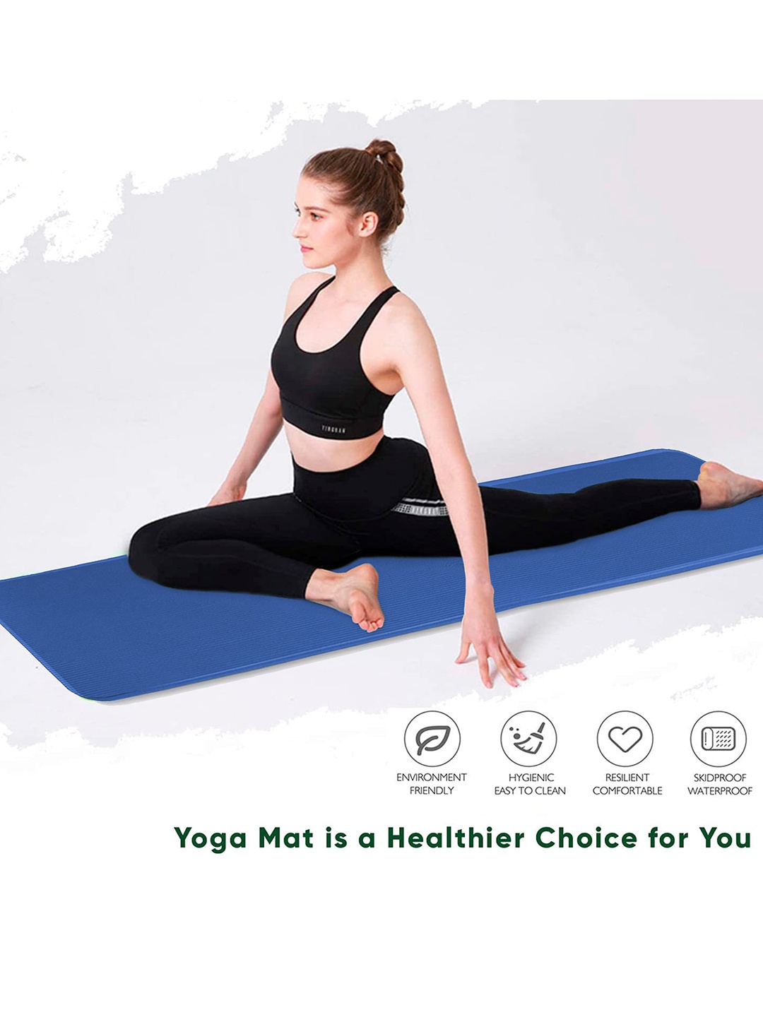 

SASIMO Blue Solid Anti-Slip Yoga Mat