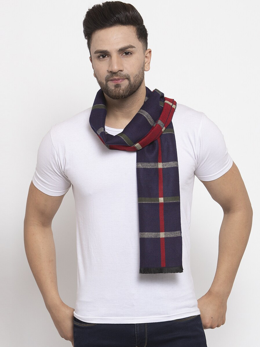 

MAXENCE Men Blue & Grey Geometric Printed Muffler