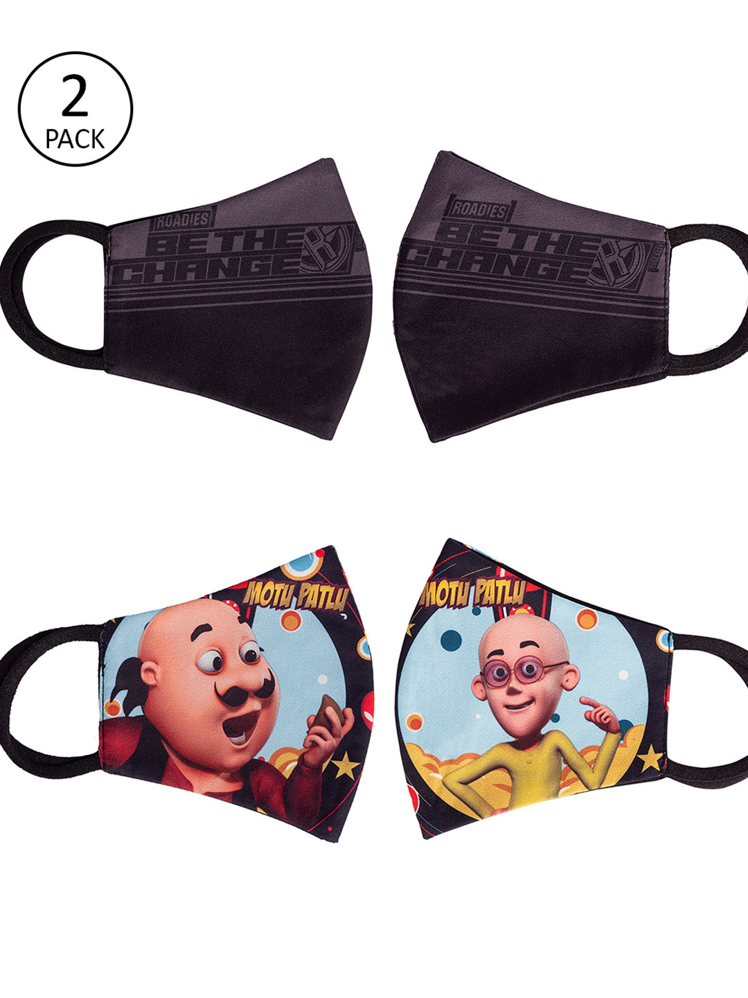 

YK Kids Pack of 2 Cartoon Printed Mask, Multi