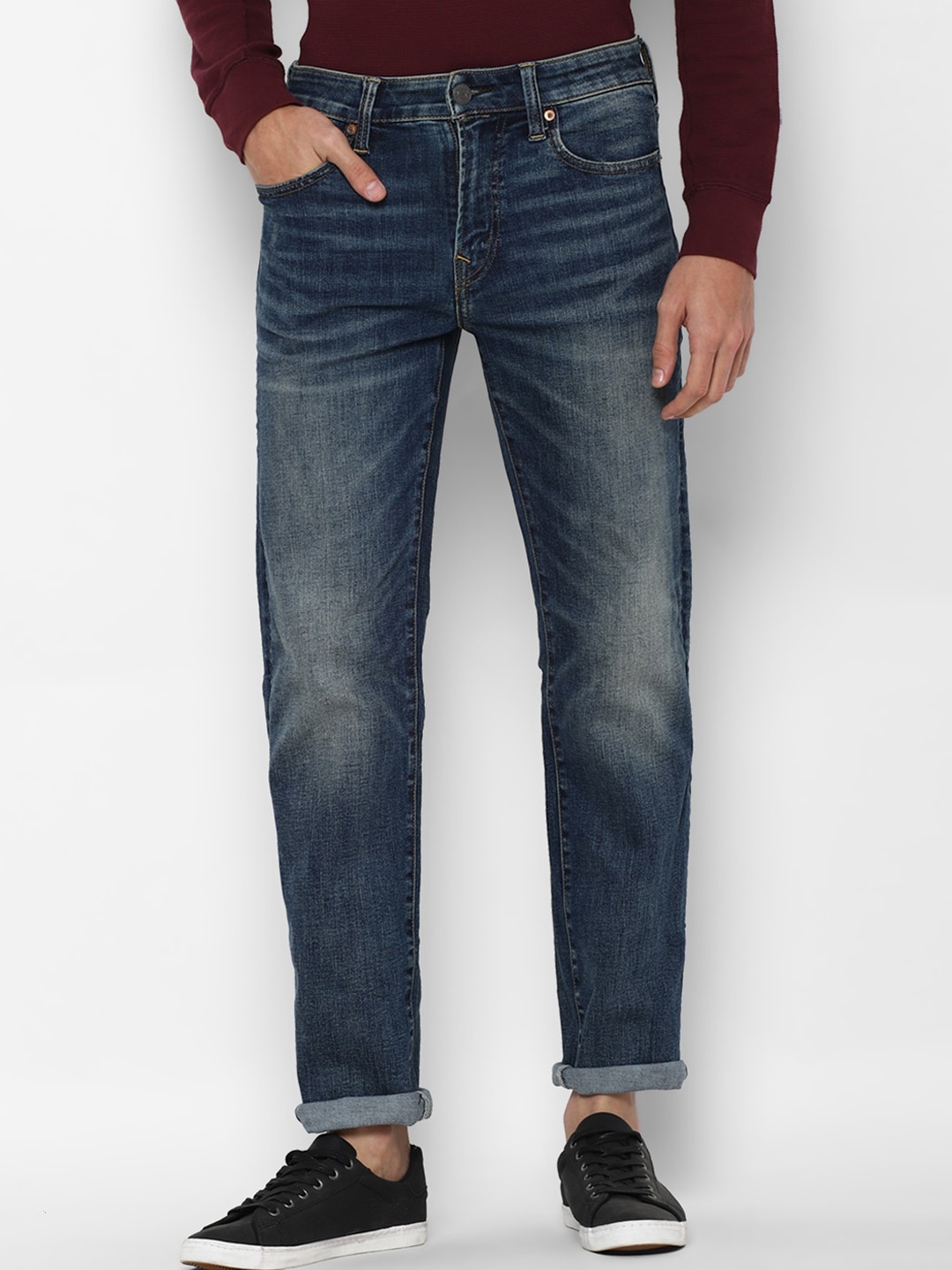 

AMERICAN EAGLE OUTFITTERS Men Blue Straight Fit Heavy Fade Jeans
