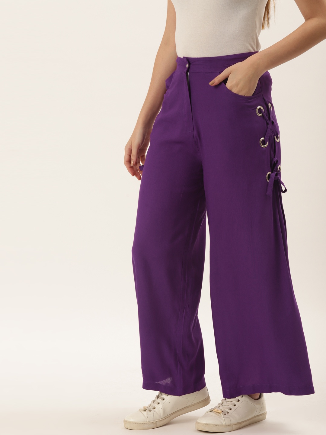 

Alsace Lorraine Paris Women Purple Smart Parallel Trousers