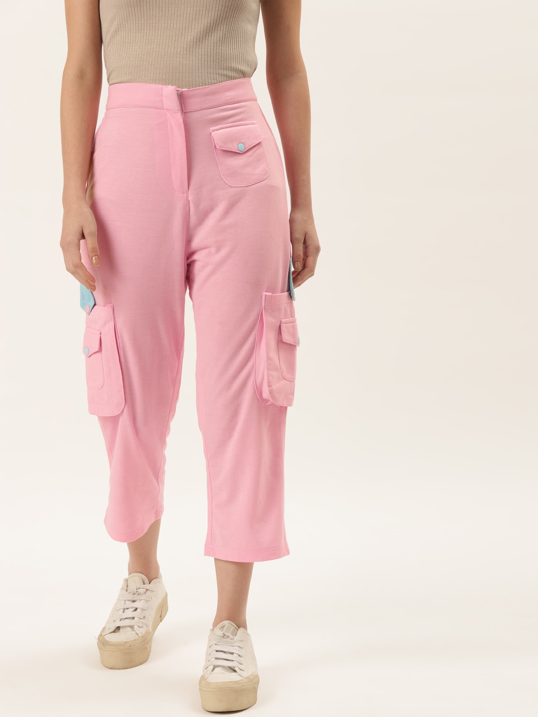 

Alsace Lorraine Paris Women Pink Solid Cotton Cargo Track Pant