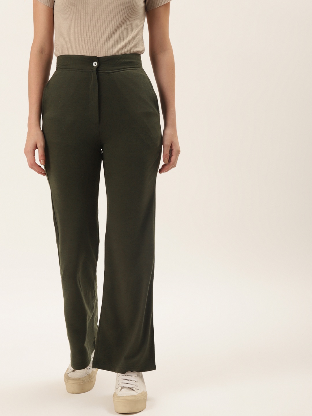 

Alsace Lorraine Paris Women Olive Green Smart Trousers