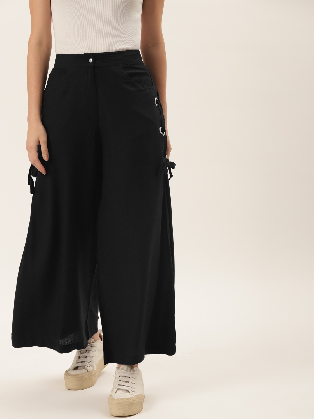 

Alsace Lorraine Paris Women Black Smart Parallel Trousers