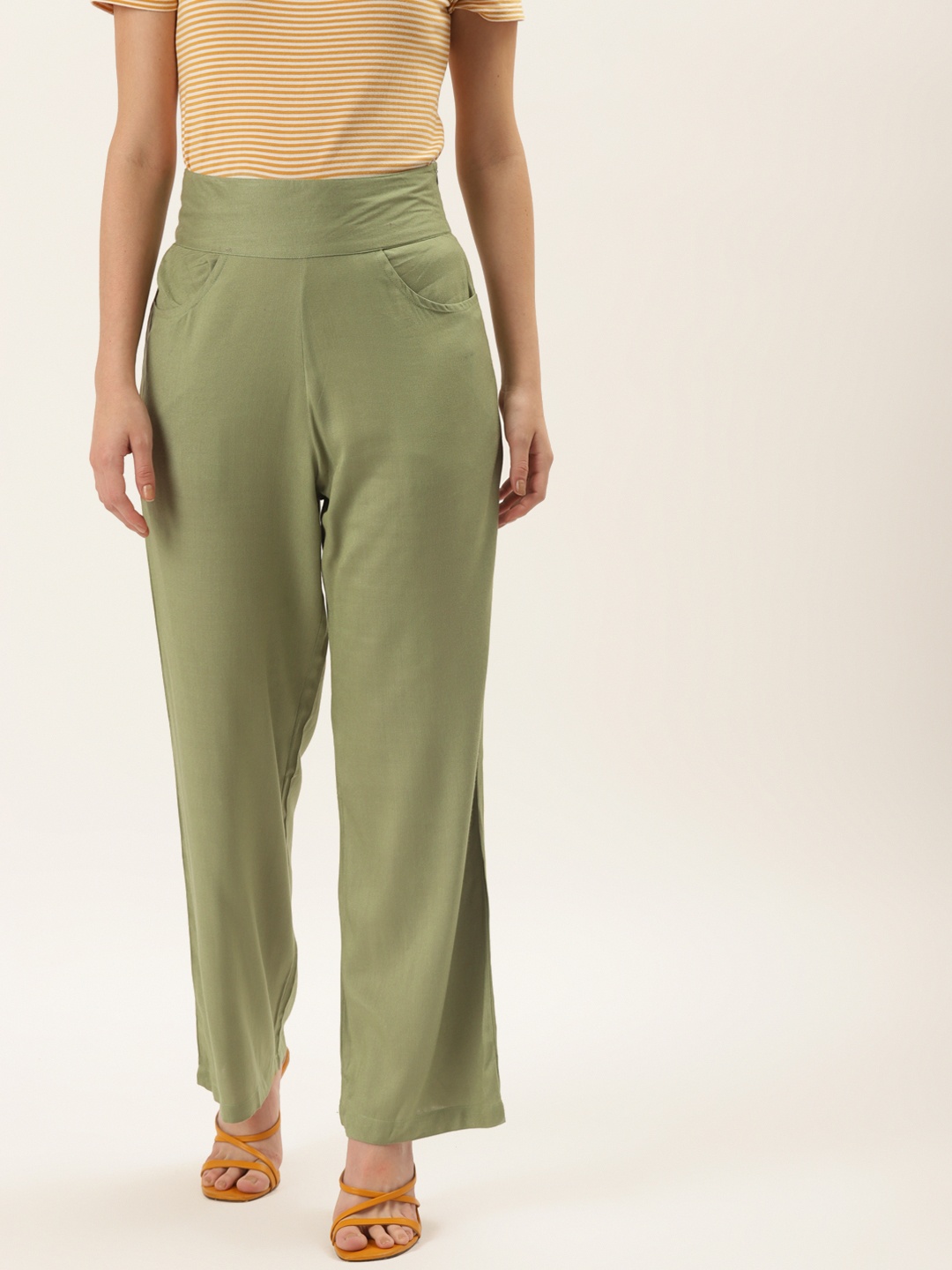 Alsace Lorraine Paris Women Green Smart Trousers