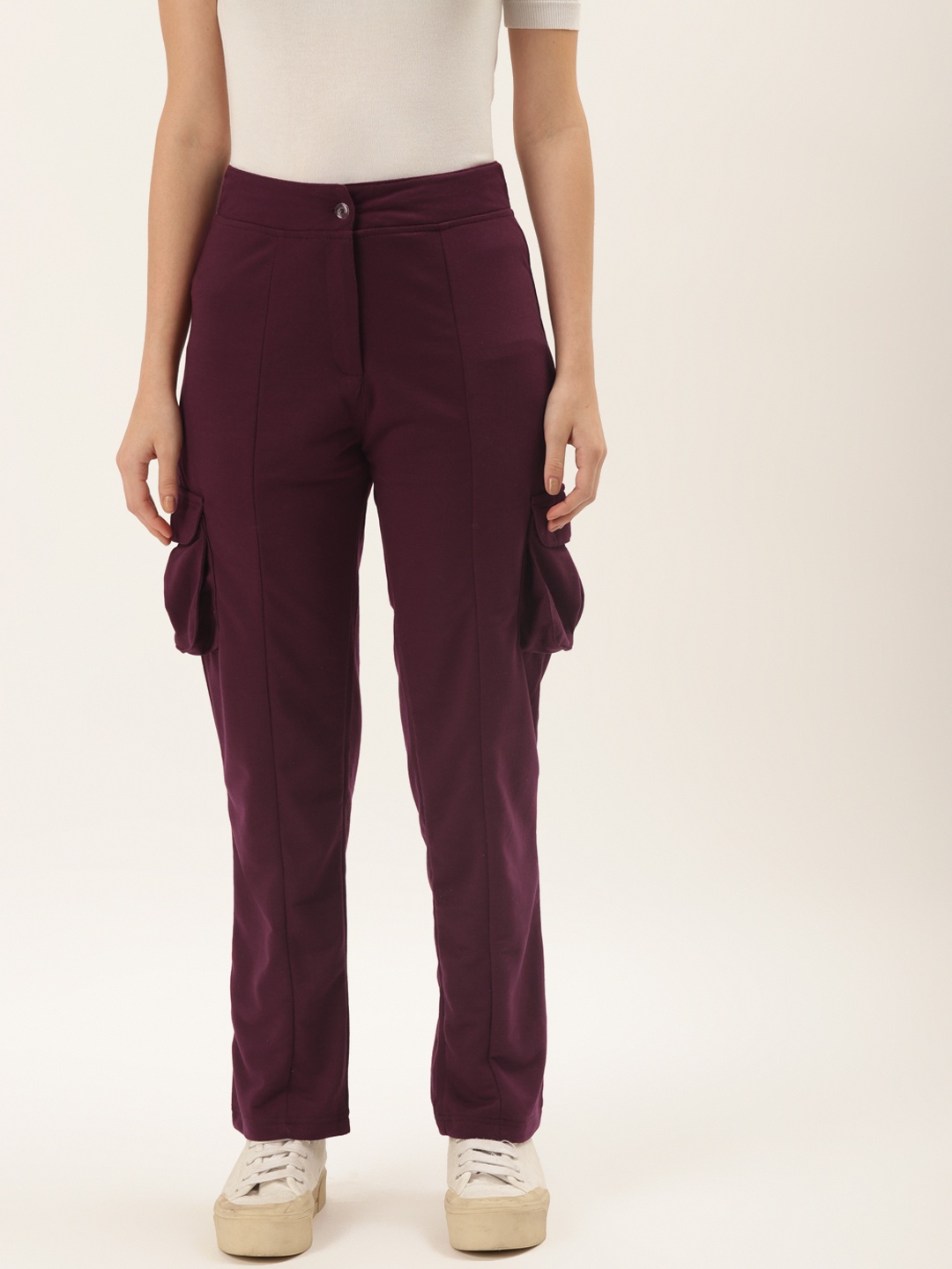 

Alsace Lorraine Paris Women Burgundy Smart Cargos Trousers