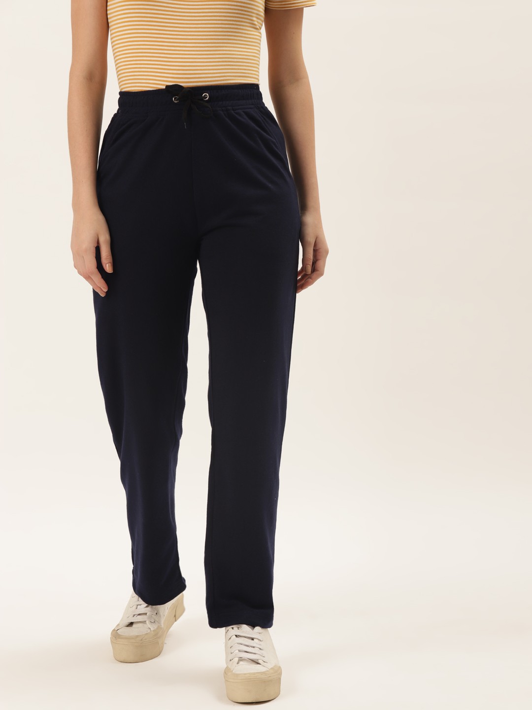 

Alsace Lorraine Paris Women Navy Blue Solid Cotton Track Pants