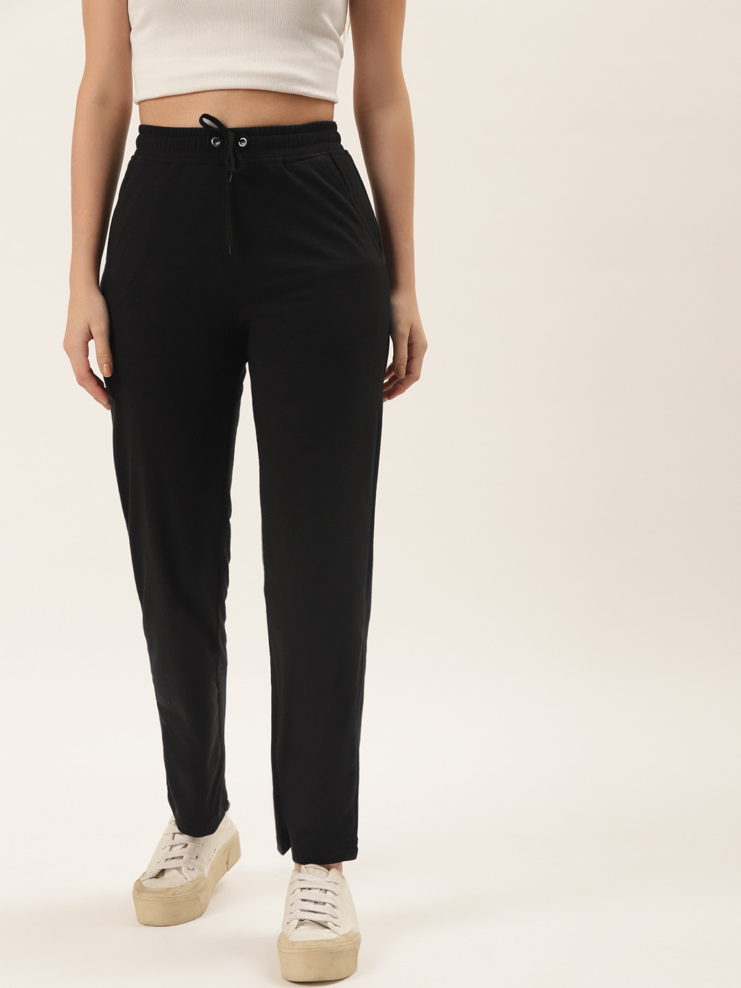 

Alsace Lorraine Paris Women Black Solid Cotton Track Pants