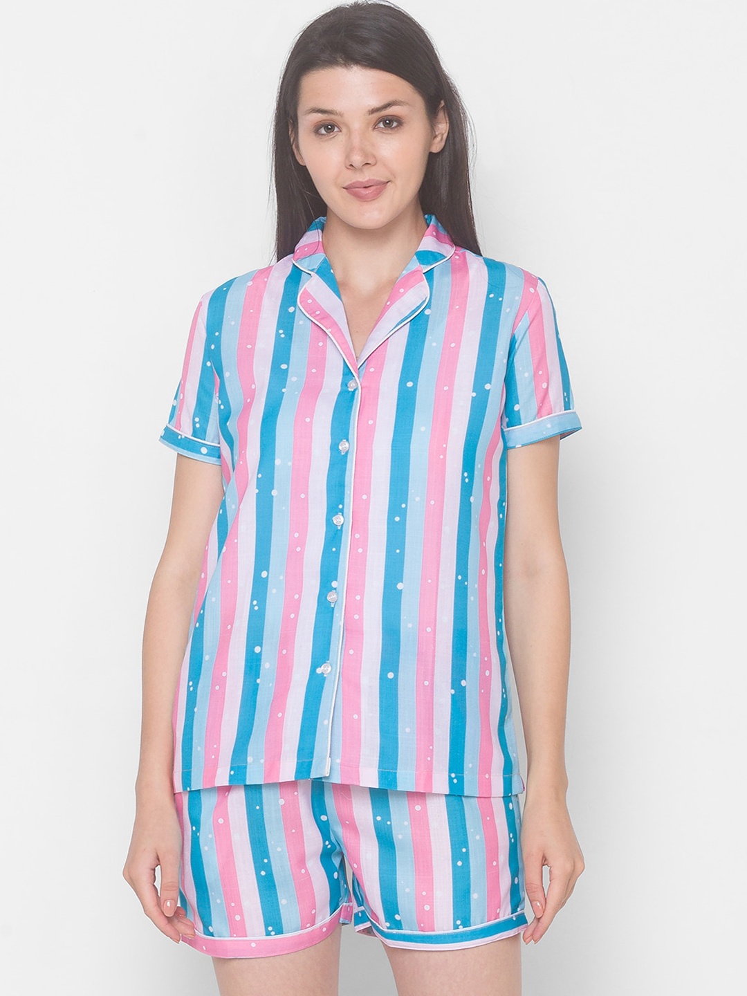 

FashionRack Women Striped Night suit, Pink