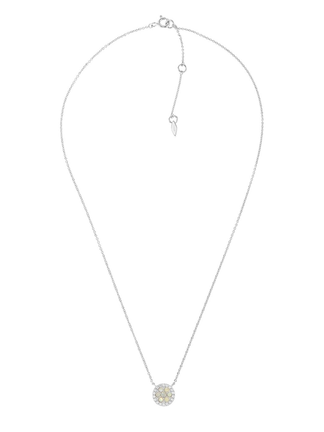 

Fossil Women Sterling Silver Silver-Plated Crystal Necklace