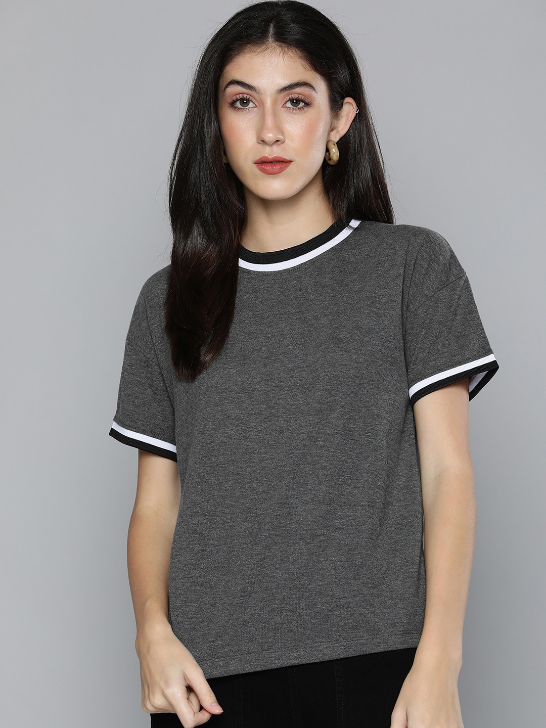 

Harvard Women Grey Solid T-shirt