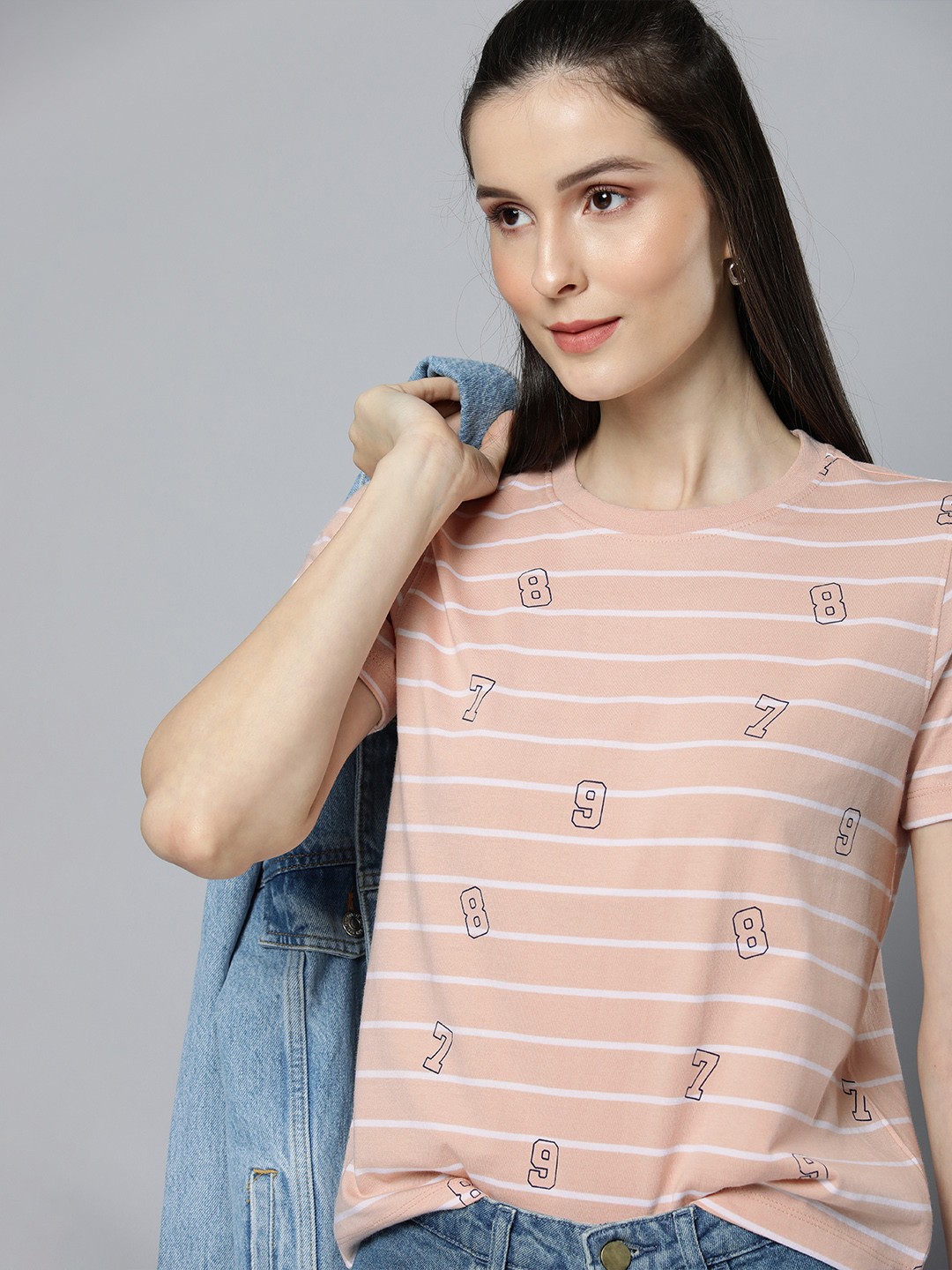 

Harvard Women Pink & White Striped Pure Cotton T-shirt