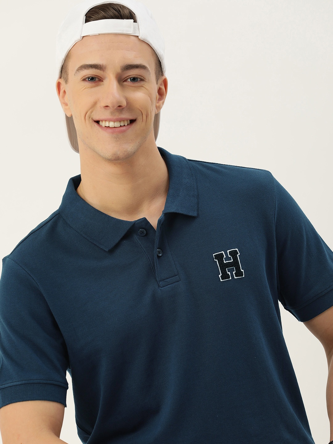 

Harvard Pure Cotton Polo Collar Solid Casual T-shirt, Navy blue