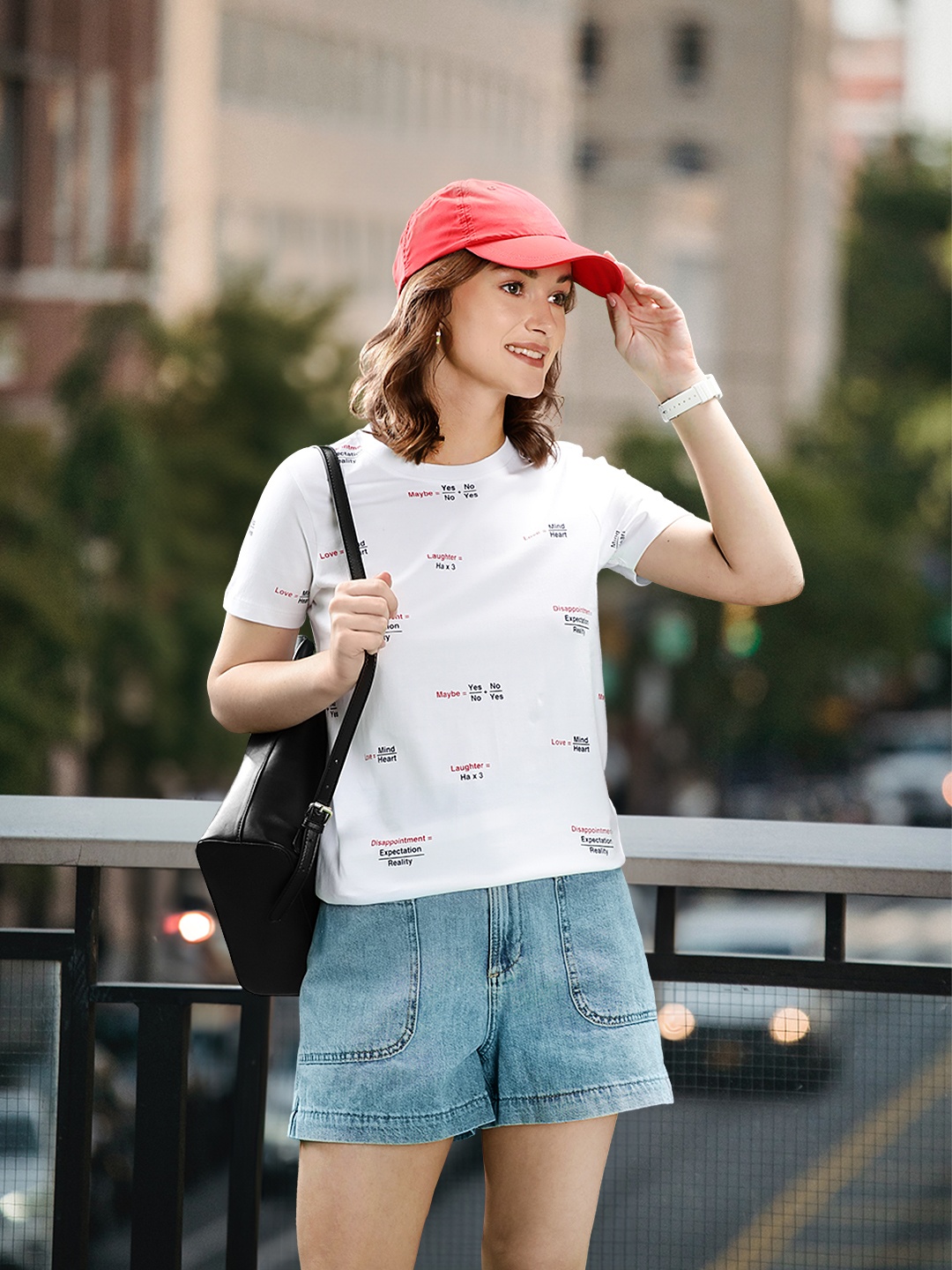

Harvard Women White & Red Printed Pure Cotton T-shirt