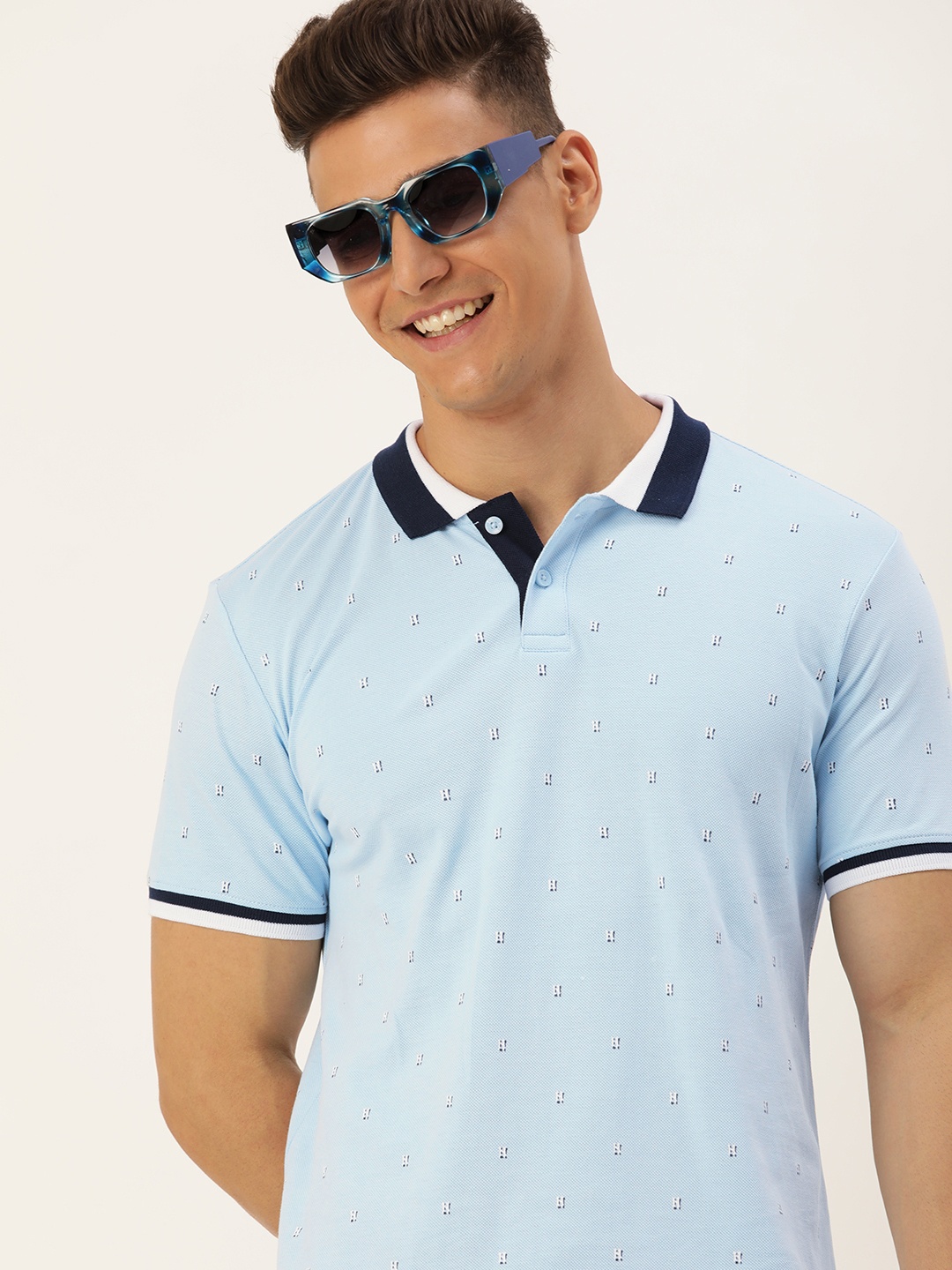 

Harvard Pure Cotton Brand Logo Printed Polo Collar Casual T-shirt, Blue