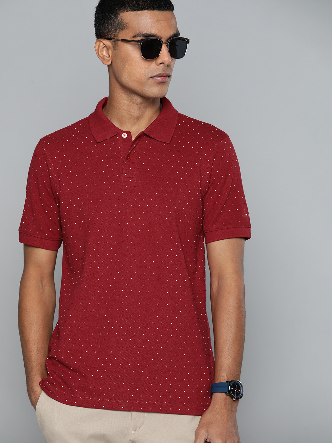 

Harvard Men Maroon Printed Polo Collar T-shirt