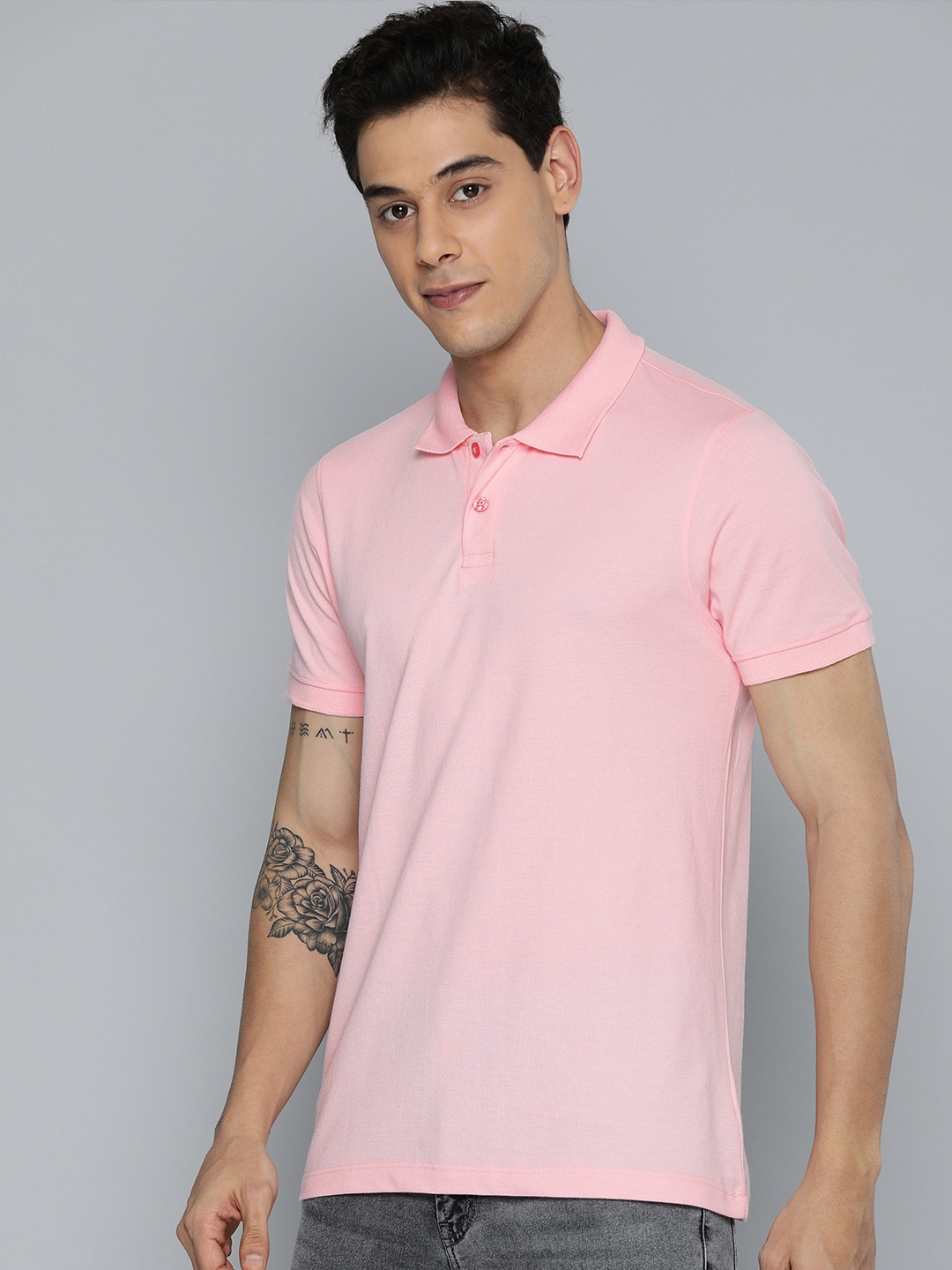 

Harvard Men Pink Polo Collar T-shirt