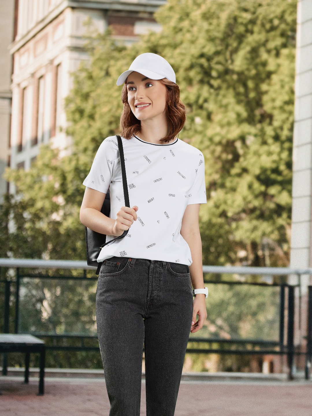 

Harvard Women White & Black Typography Printed Pure Cotton T-shirt
