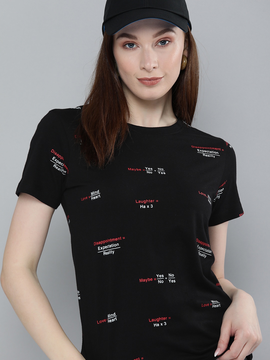 

Harvard Women Black & Red Typography Printed Short Sleeve Casual T-shirt