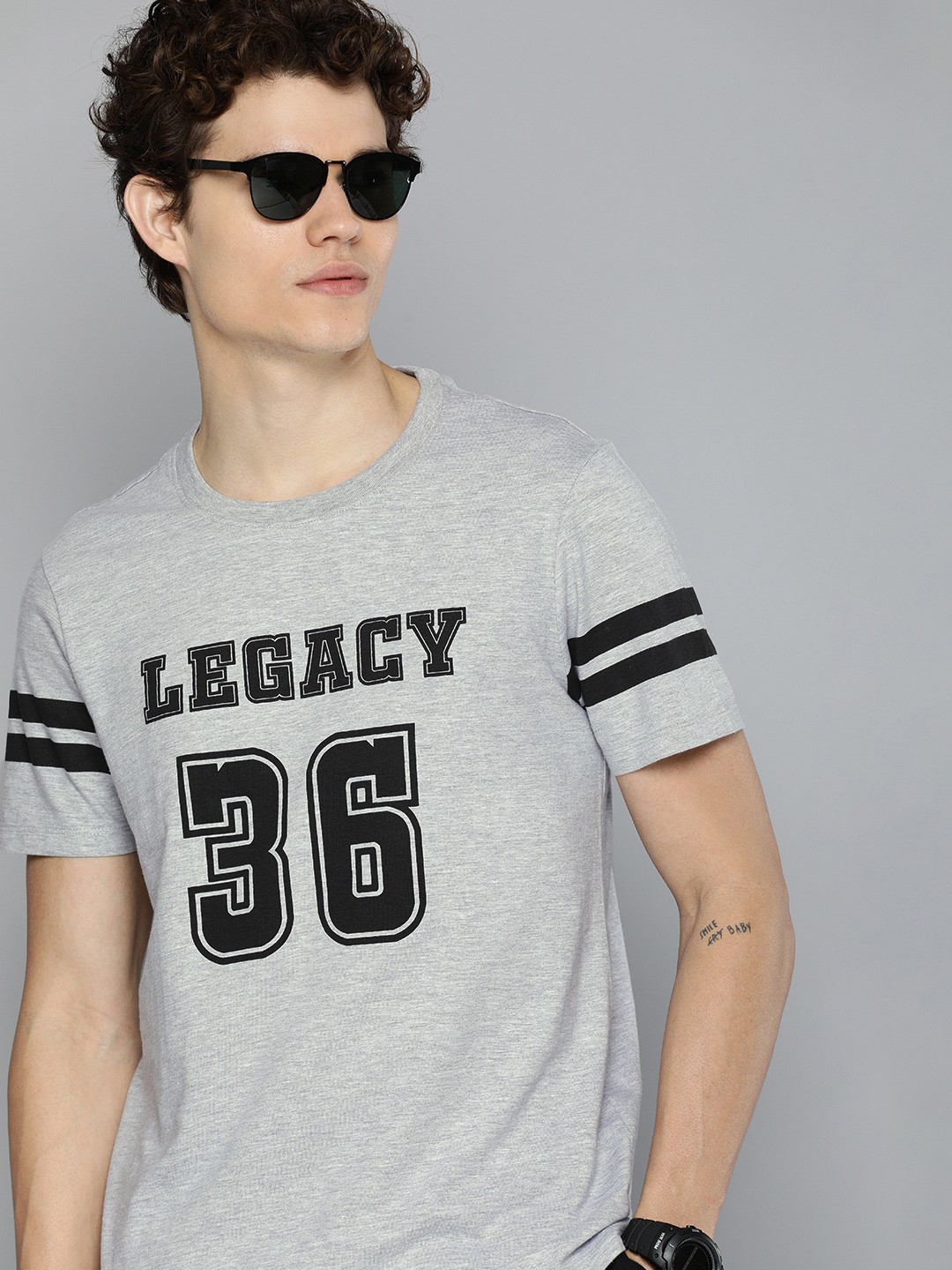 

Harvard Men Grey & Black Varsity Printed T-shirt