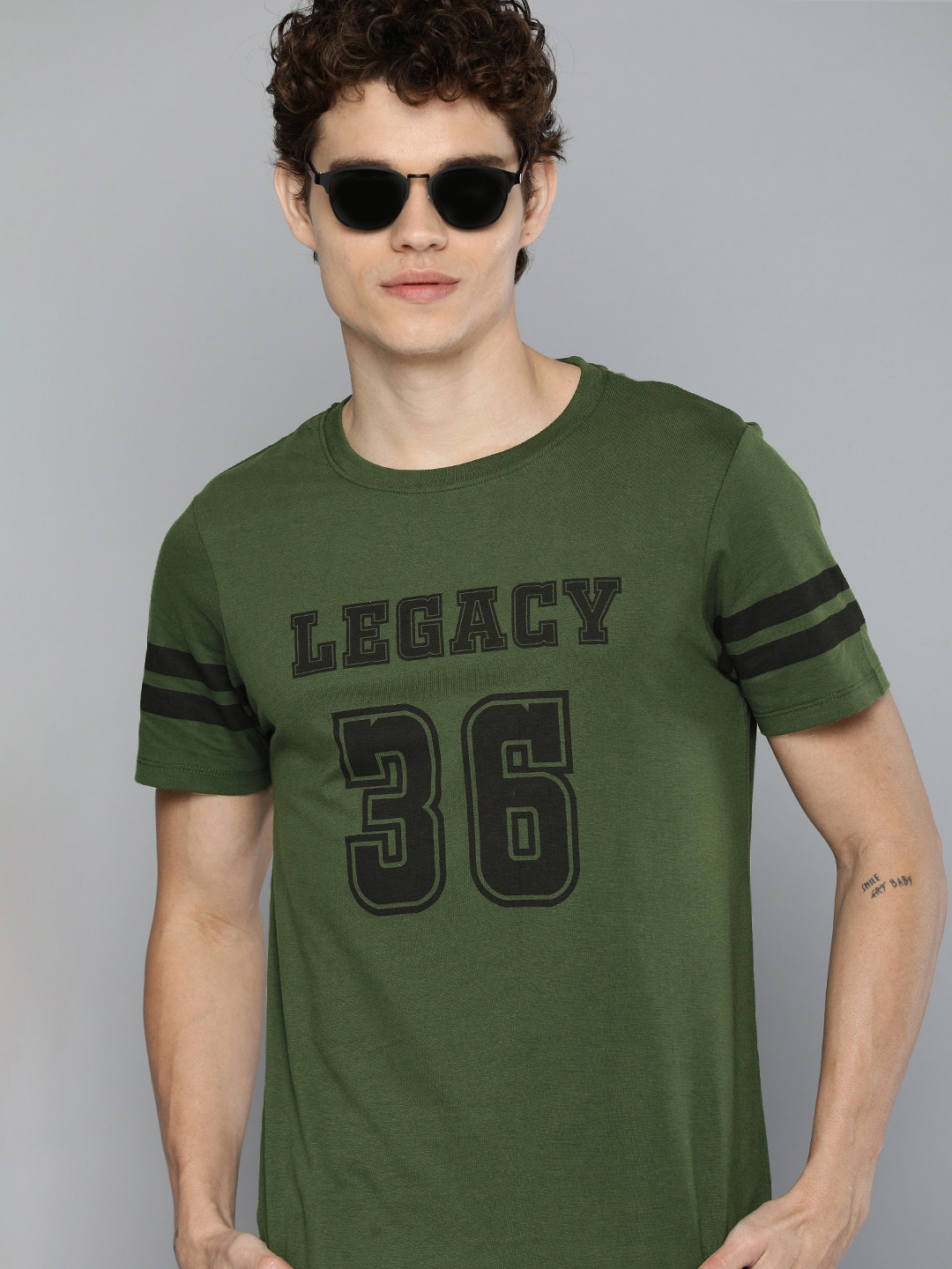 

Harvard Men Green & Black Varsity Printed Pure Cotton T-shirt