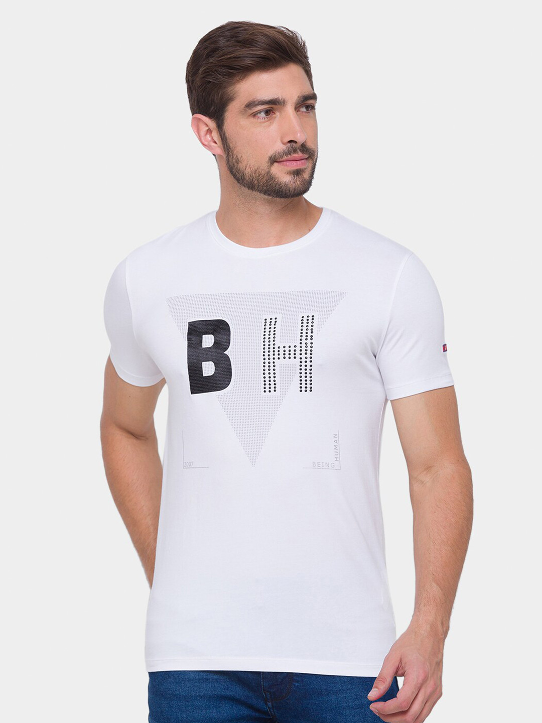 

Being Human Men White Typography Printed T-shirt
