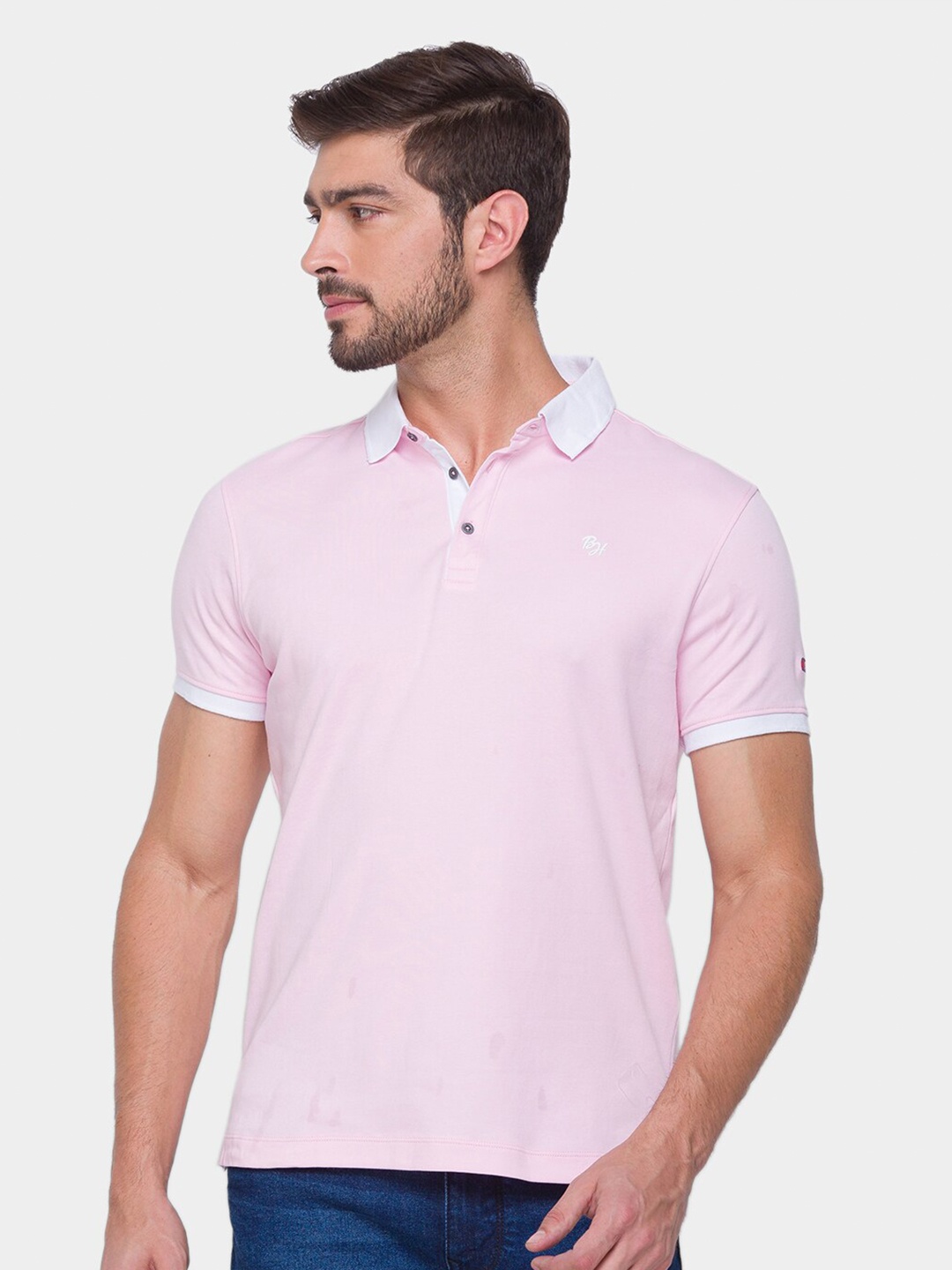

Being Human Men Pink Polo Collar Pure Cotton T-shirt
