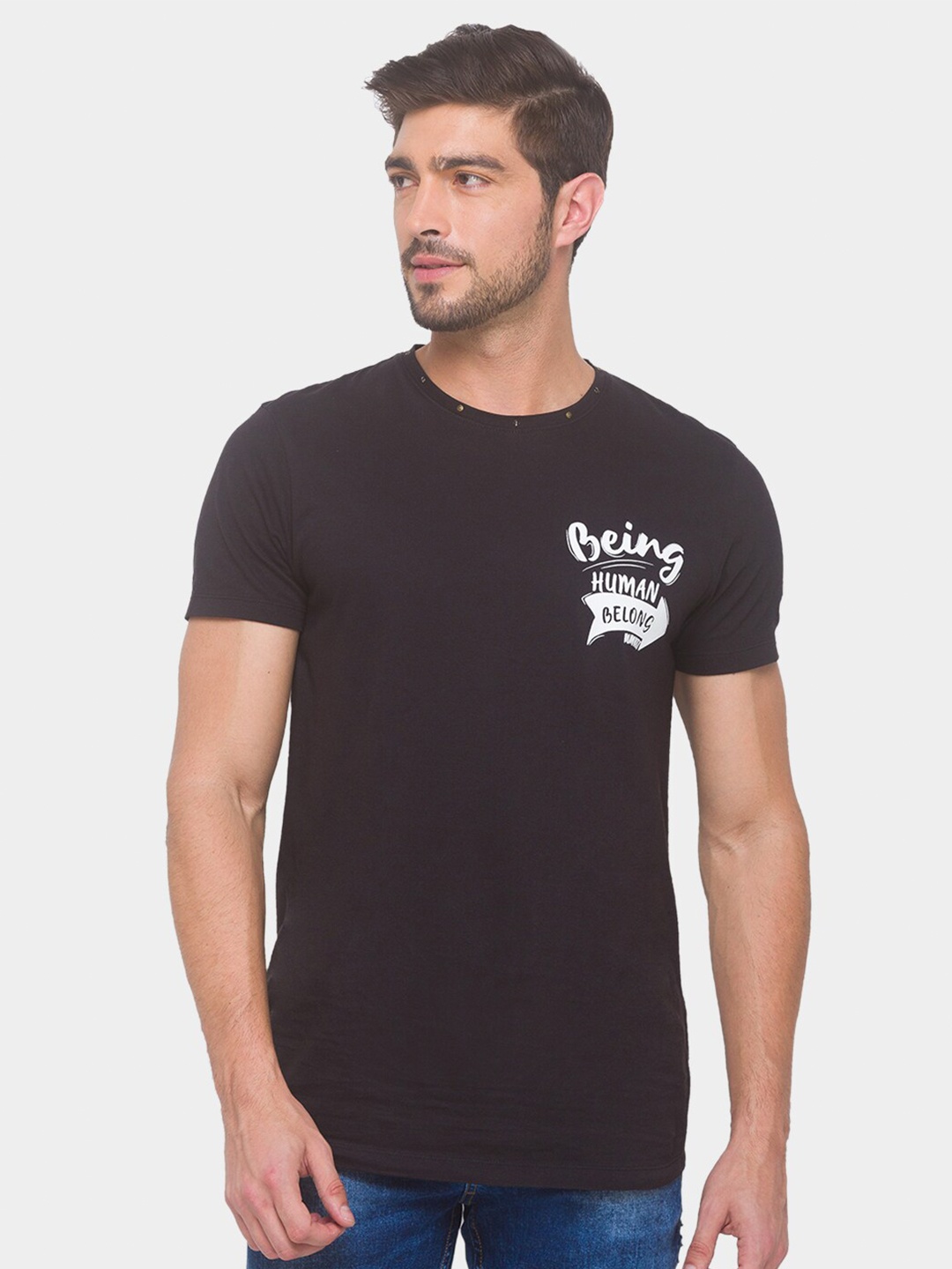 

Being Human Men Black Pure Cotton T-shirt