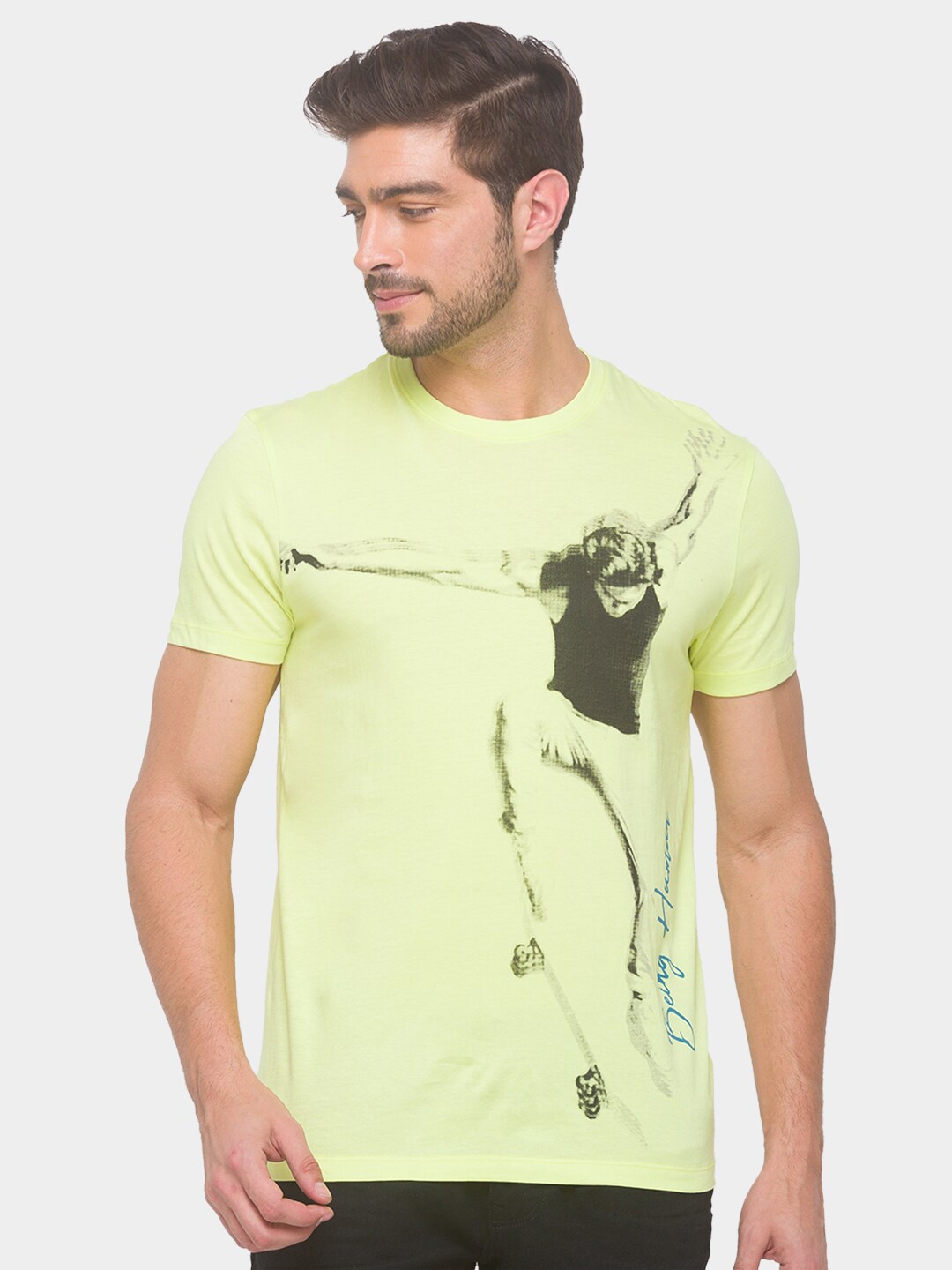 

Being Human Men Yellow Printed Pockets T-shirt