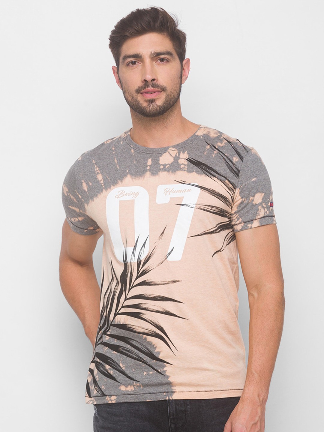 

Being Human Men Grey Printed Pure Cotton T-shirt