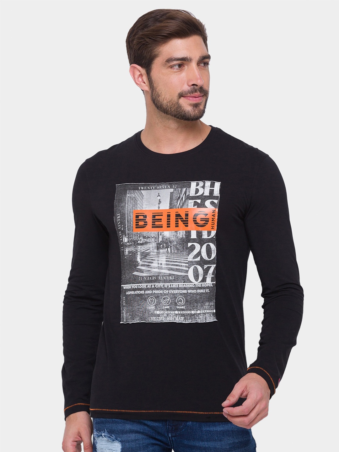 

Being Human Men Black Printed T-shirt