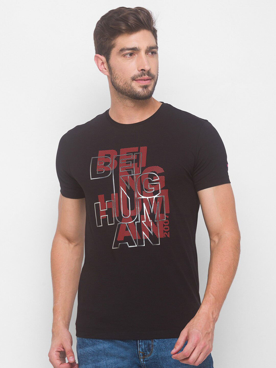 

Being Human Men Black Solid T-shirt