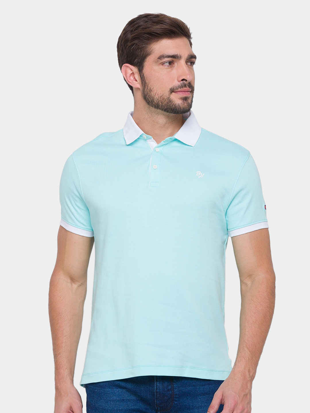

Being Human Men Green & White Polo Collar T-shirt