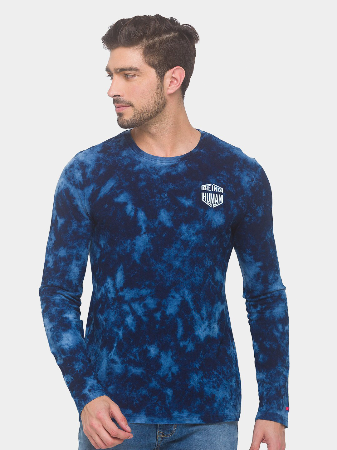 

Being Human Men Blue Tie & Dye Printed Pure Cotton T-shirt