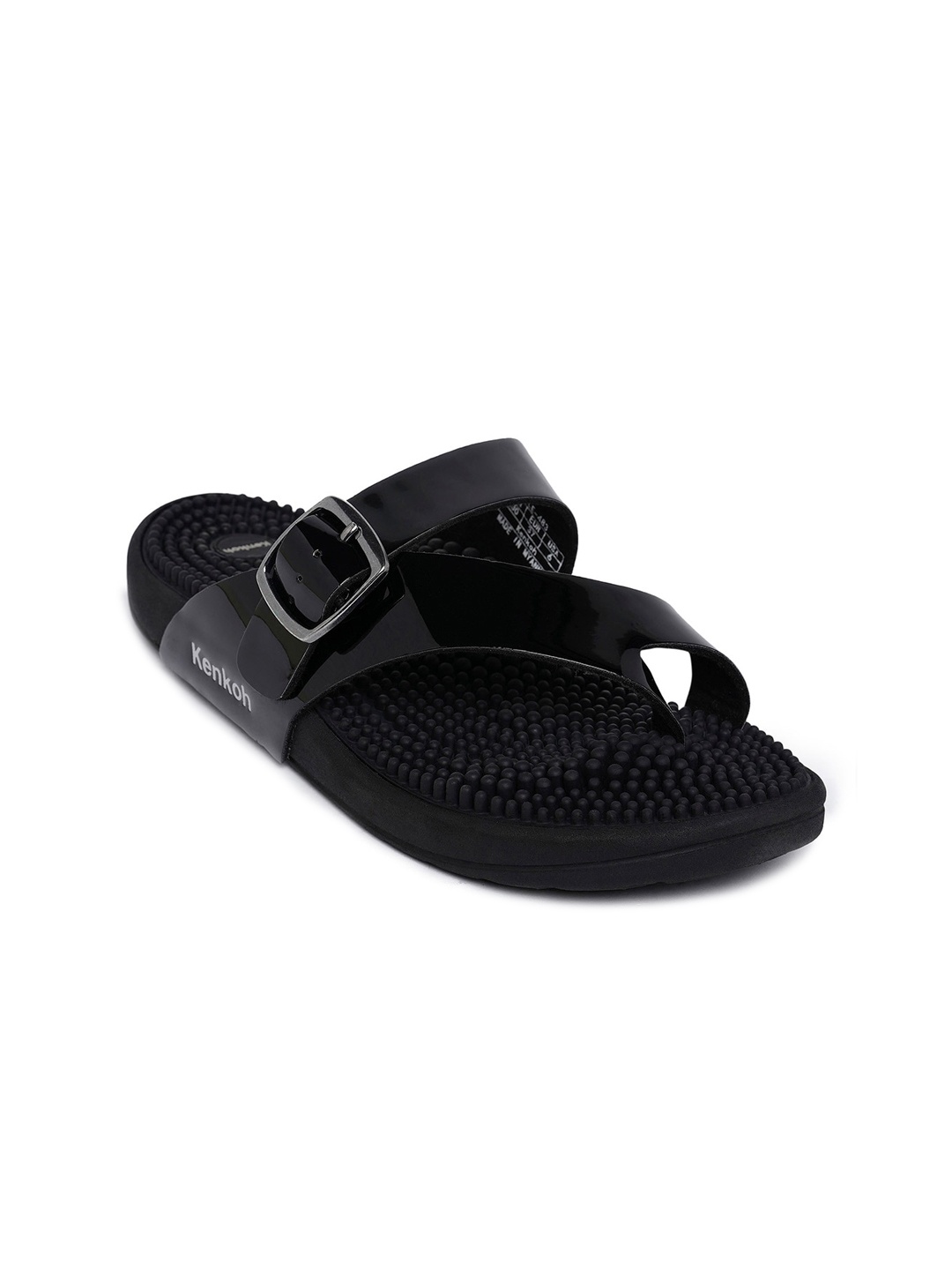

Kenkoh Women Black Open Toe Flats with Buckles