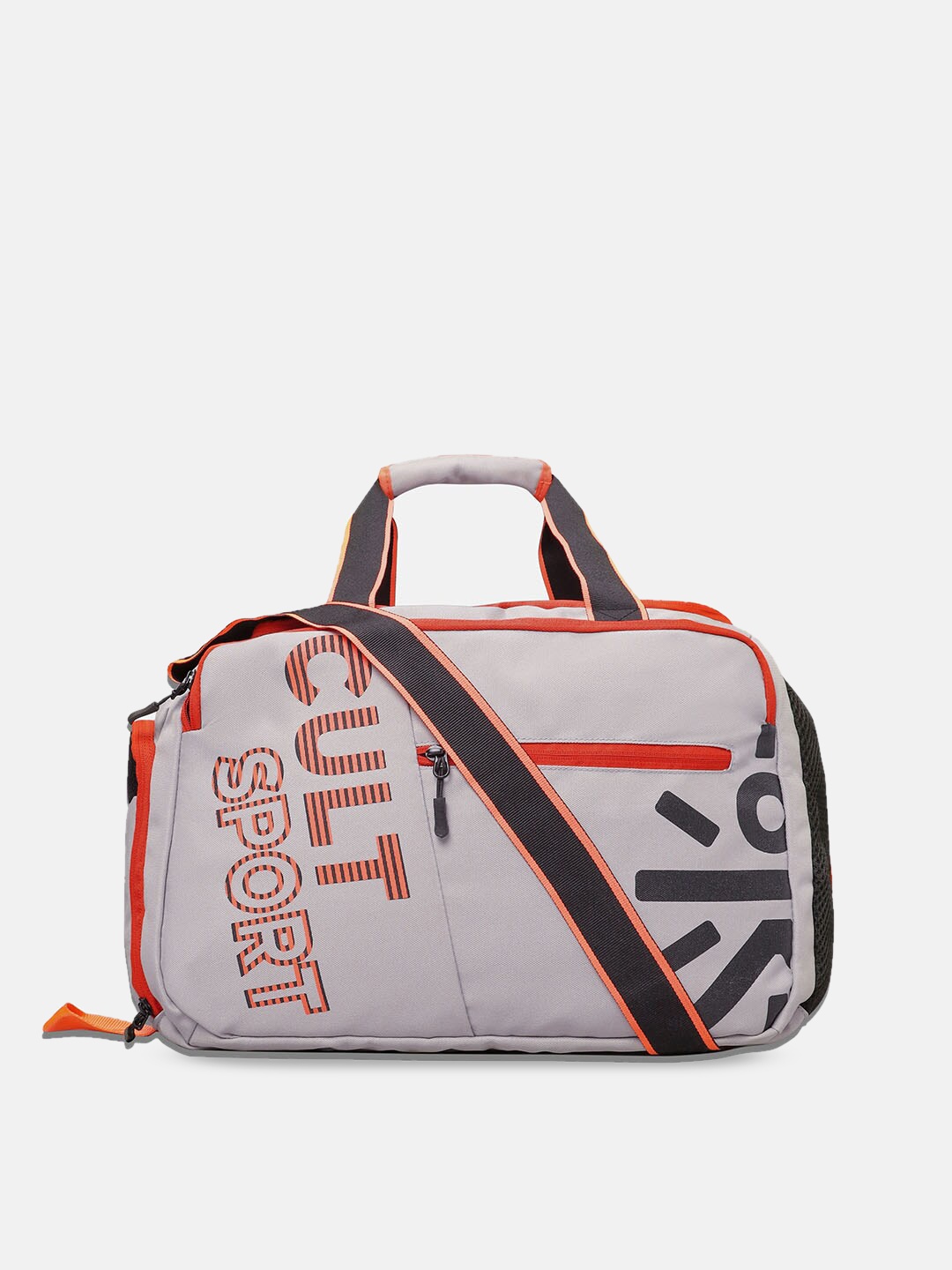 

Cultsport Grey & Black Printed Duffel Bag With Shoe Compartment